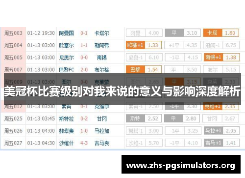 美冠杯比赛级别对我来说的意义与影响深度解析